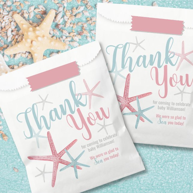 Party Geschenktütchen (Pink Blue Coastal Beach Summer Gender Reveal Party Favor Bag)