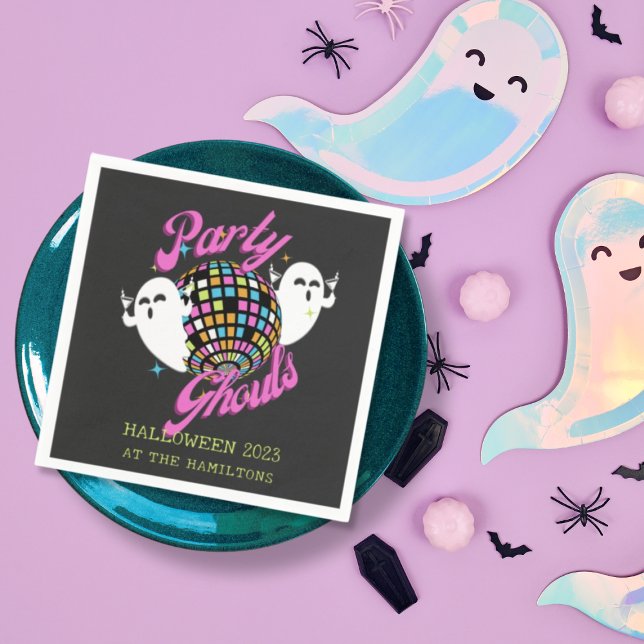 Party Ghouls Retro Halloween Ghosts Serviette (Von Creator hochgeladen)