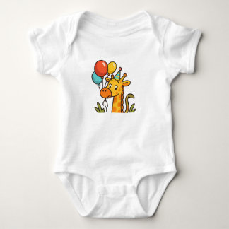 Party Giraffe Baby T-Shirt mit Balloons & Glöckche Baby Strampler
