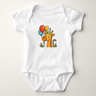 Party Giraffe Baby T-Shirt mit Balloons & Glöckche Strampler