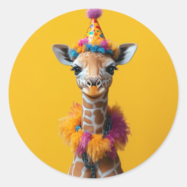 Party Giraffe Extravaganza Runder Aufkleber (Vorderseite)