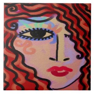 Party Girl Abstraktes Digitalportrait einer Frau Fliese
