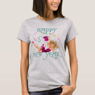 Party Girl Happy Neujahr Glitzer Text T-Shirt
