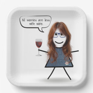Party-Girl mit Weinangebot Teller