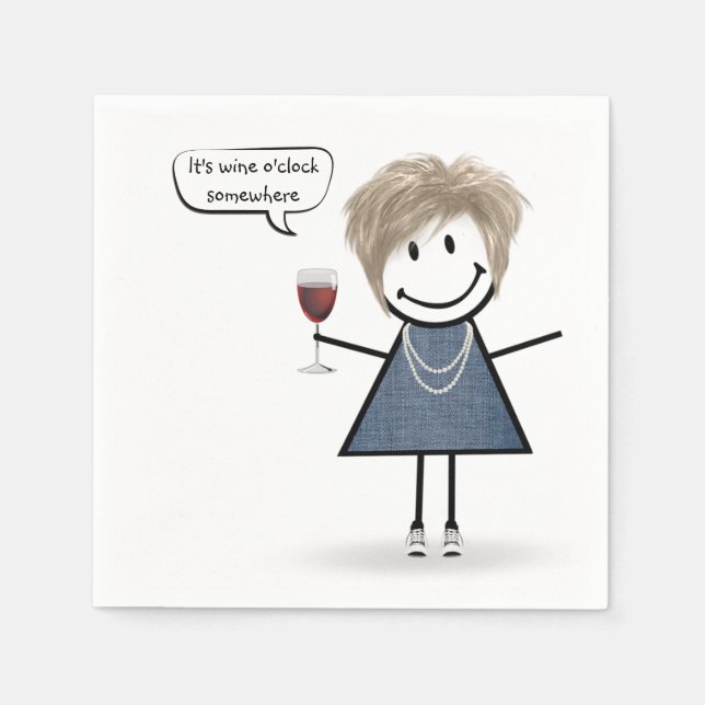 Party Girl with Red Wine Serviette (Vorderseite)