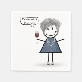 Party Girl with Red Wine Serviette