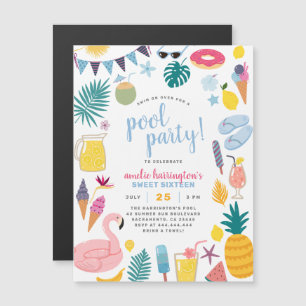 Party Girl's Birthday Party Magneteinladung