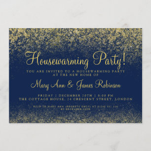 Party Gold Glitzer Dust Navy Blue Einladung