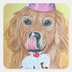 Party-goldener Retriever Quadratischer Aufkleber