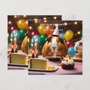 Party Guinea Schweinefleisch mit Kuchen und Ballon Einladung