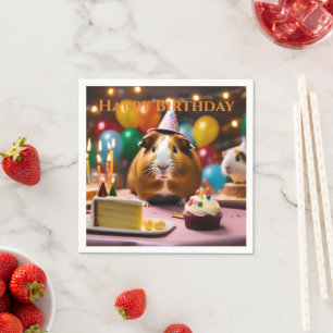 Party Guinea Schweinefleisch mit Kuchen und Ballon Serviette