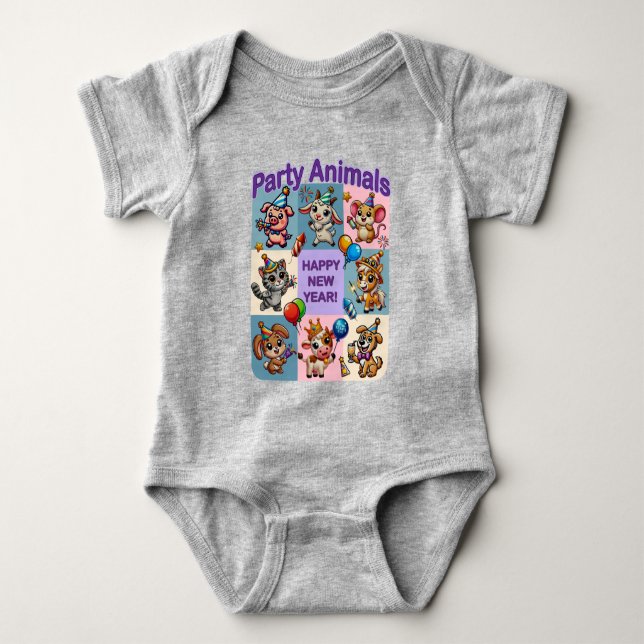 Party "Happy New Year" Baby Strampler (Vorderseite)