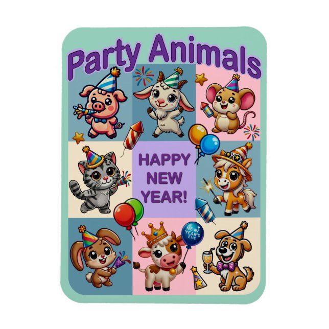 Party "Happy New Year" Magnet (Vertikal)