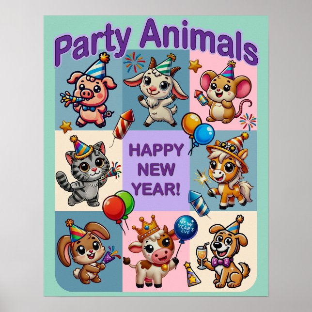 Party "Happy New Year" Poster (Vorne)