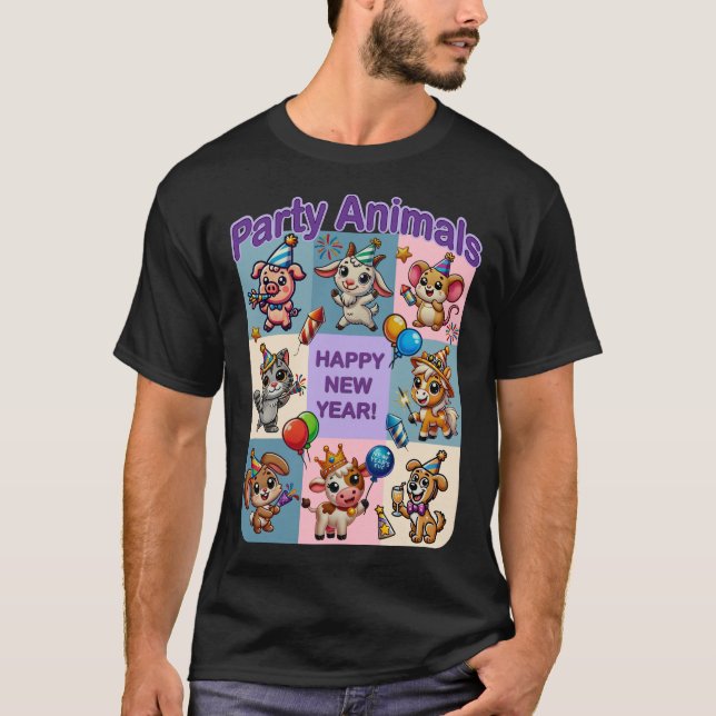 Party "Happy New Year" T-Shirt (Vorderseite)