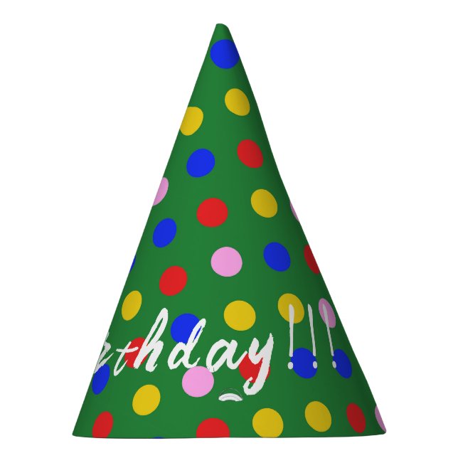 Party Hat_green mit farbigen Punkten, bearbeitbare Partyhütchen (Rechts)