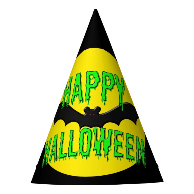 Party Hats - Batty "Happy Halloween" Partyhütchen (Vorderseite)