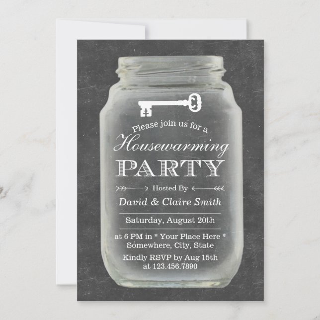 Party Hauswärmung Rustic Mason Jar Chalkboard Einladung (Vorderseite)