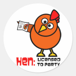 Party Hen Runder Aufkleber
