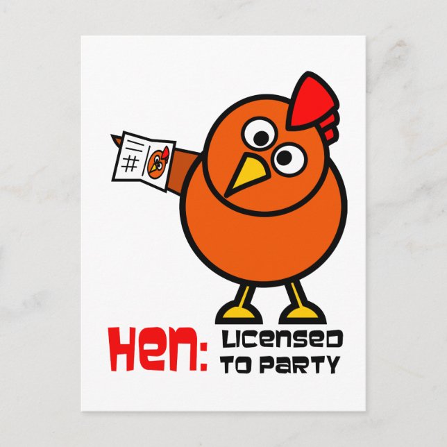 Party Hen White Postkarte (Vorderseite)