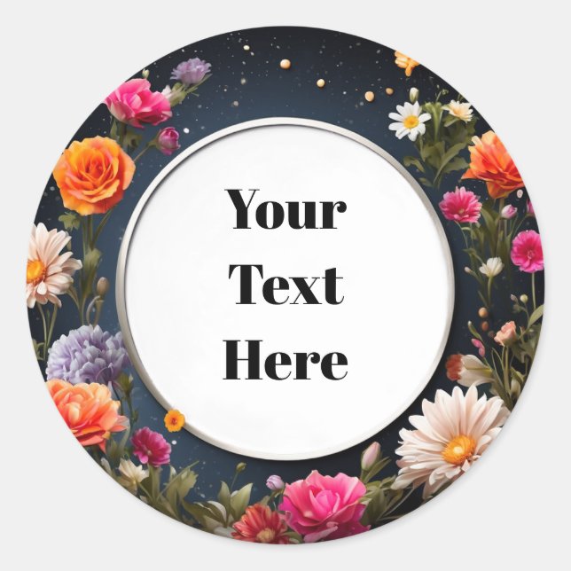 Party/Hochzeiten mit individuell anpassbaren Blume Runder Aufkleber (Vorderseite)