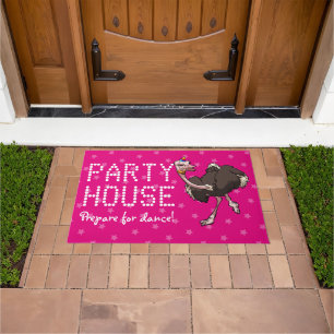 Party House Vorbereitung für Tanz! Ostrich Cartoon Fußmatte
