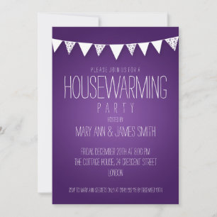 Party Housewarming Hearts Jagd Lila Einladung