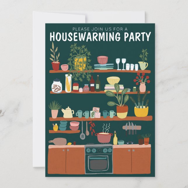 Party Housewarming Niedliche Art Cosy Küche Einladung (Vorderseite)