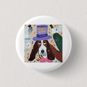 Party-Hund Basset Hound  Button