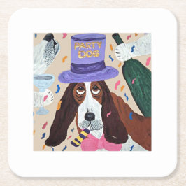 Party-Hund Basset Hound  Rechteckiger Pappuntersetzer