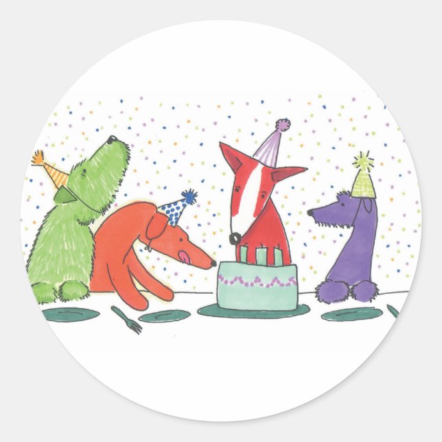 Party Hunde Runder Aufkleber (Vorderseite)