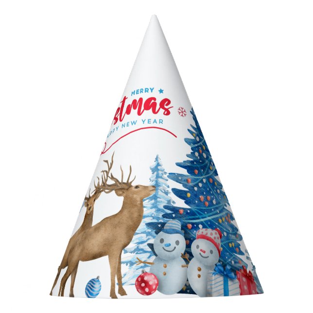 Party-Hut für Snowman und Hirsche Partyhütchen (Vorderseite)