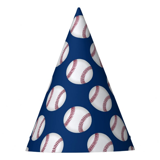 Party-Hut mit Baseball auf Blau Partyhütchen (Vorderseite)