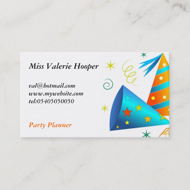 Party-Hüte Visitenkarte (Vorderseite)