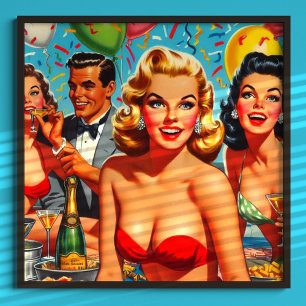Party-Illustration der 1950er Jahre Poster