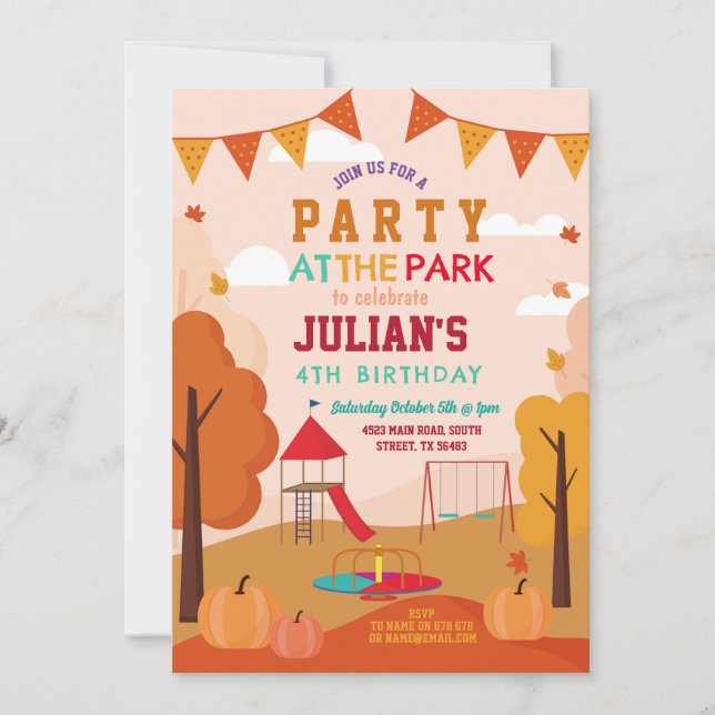 Party im Park Birthday Herbst Picnic Einladung (Vorderseite)