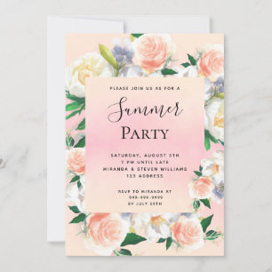 Party im Sommer üppige Korallenflora rosa Einladung