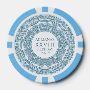 Party im Thema Antikes Griechenland mit blauem Mus Pokerchips