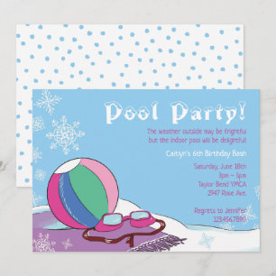 Party im Winter Girls Indoor Snowy Schwimmen Einladung