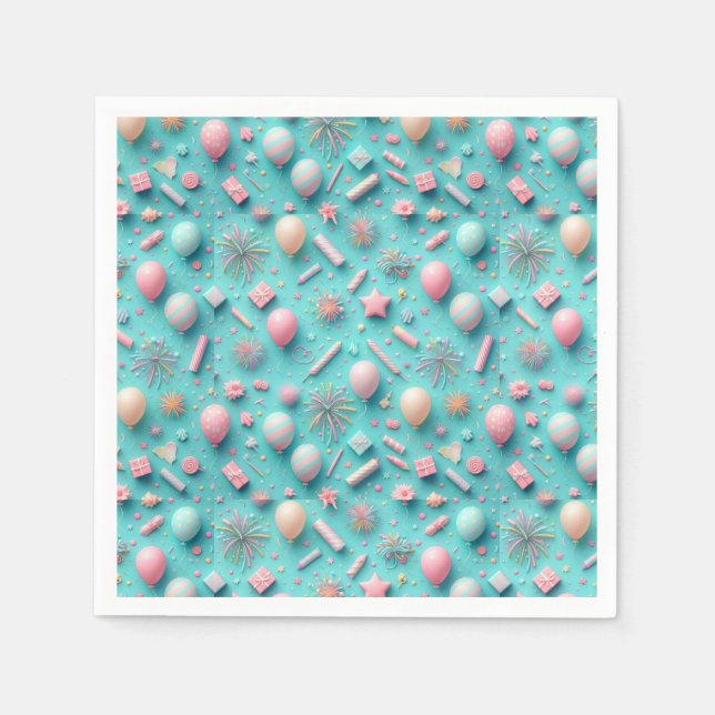 Party in Blau Serviette (Vorderseite)