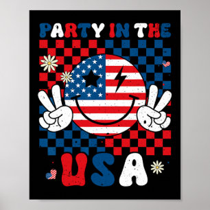 Party in den USA am 4. Juli Amerikanisches Flaggen Poster