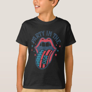 Party In Den USA-Flagge Zunge Retro 4. Juli T-Shirt