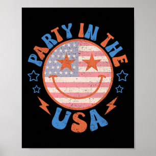 Party in den USA Happy Face Smile American Flag 4t Poster