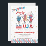Party in den USA Kid Boy Birthday American Diner Einladung<br><div class="desc">Niedliche Geburtstag Einladung in Stil. Thema: 4. Juli Unabhängigkeitstag Geburtstag. Beruf: Geburtstag. Stil: Niedlich,  fröhlich,  Spaß. Farben: rot,  blau,  weiß,  Gold. Grafik: USA Flagge,  Sterne.</div>