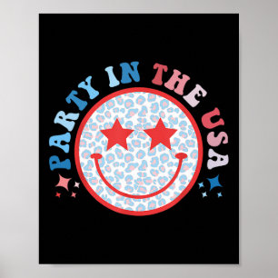 Party in den USA Leopard 4. Juli Preppy Lächeln Poster
