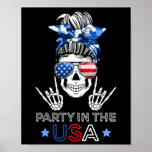 Party in den USA Messy Bun Skeleton Rock'n'Roll 4. Poster