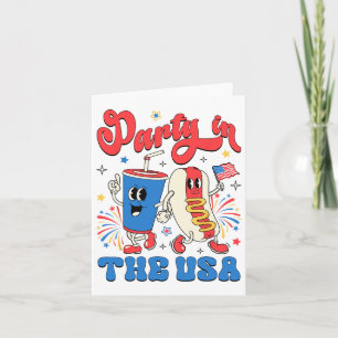 Party in den USA Niedlich Soda und Hotdog Patrioti Karte