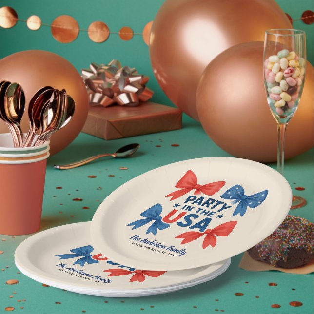 Party in den USA Patriotic 4. Juli Custom Pappteller (Multi)