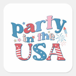 Party in den USA Patriotic  Quadratischer Aufkleber