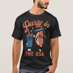 Party in der US Hot Dog Liebe USA Fun 4. J T-Shirt